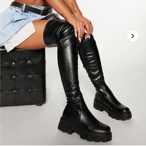 Fashion Nova Black Over-the-Knee Platform Boots